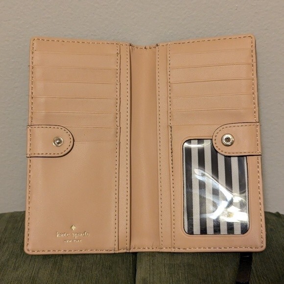Kate Spade Genuine Black Cream Leather Color Block Bifold Wallet - Picture 4 of 9